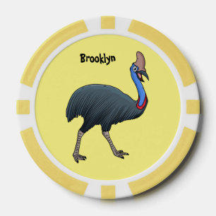 Happy Cassowary Vogel Cartoon Illustration Pokerchips