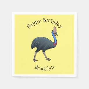 Happy Cassowary Vogel Cartoon Illustration Serviette