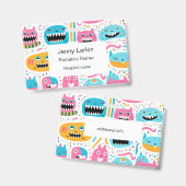 Happy Cat and Monster Gesichter Ausweis (Vorder- & Rückseite)