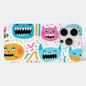 Happy Cat and Monster Gesichter Case-Mate iPhone Hülle (Rückseite (Horizontal))