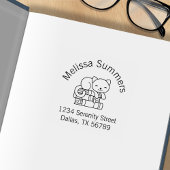 Happy Cat auf dem Buchzeichen "Book Stack Address" Gummistempel