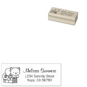 Happy Cat auf dem Stapel der Bücher Adresse Gummistempel (Stempel)