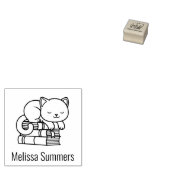 Happy Cat auf dem Stapel von Büchern Buchzeichen 1 Gummistempel (Stempel)