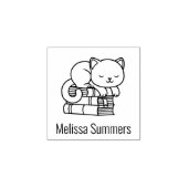 Happy Cat auf dem Stapel von Büchern Buchzeichen 1 Gummistempel (Prägung)