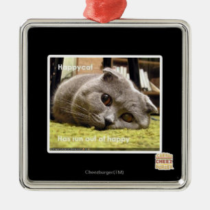 Happy Cat, aus glücklich Silbernes Ornament