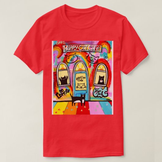 Happy Cat Cafe T-Shirt (Design vorne)
