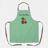 Happy Cat Couple Sharing Rats in Basket Green Schürze (Vorderseite)