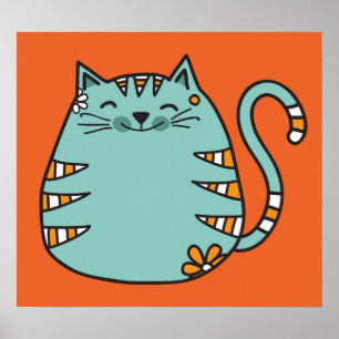 Happy Cat custom color poster