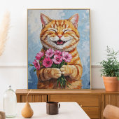 Happy Cat Ein Plakat der Bouquet Wall Art
