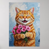 Happy Cat Ein Plakat der Bouquet Wall Art (Vorne)