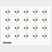 Happy Cat Face Square Sticker (Blatt)