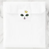 Happy Cat Face Square Sticker (Tasche)