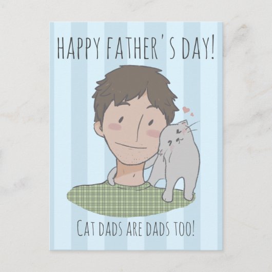 Happy Cat Father's Day Gift Daddy Postcard Postkarte (Vorderseite)