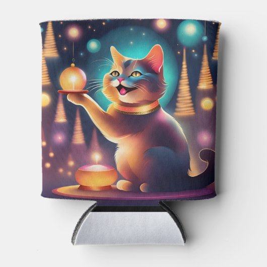 Happy Cat feiert Weihnachten ، Cooler Dosenkühler (Vorderseite)
