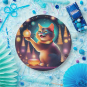 Happy Cat feiert Weihnachten ، Paper Plate Pappteller (Party)