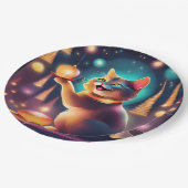 Happy Cat feiert Weihnachten ، Paper Plate Pappteller (Schrägansicht)