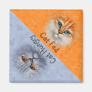 Happy Cat Gefüttert Sad Cat Hunger Magnet