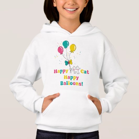 Happy Cat, Happy Balloons 🎈 🐱 Hoodie (Vorderseite)