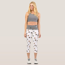 Happy Cat Heads Redux Capri Leggings