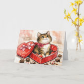 Happy Cat In a Valentine Candy Heart Box Karte (Gelbe Blume)