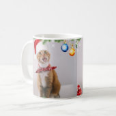 Happy Cat in Red Weihnachtsmütze Kaffeetasse (Vorderseite Links)