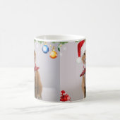 Happy Cat in Red Weihnachtsmütze Kaffeetasse (Mittel)