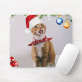 Happy Cat in Red Weihnachtsmütze Mousepad (Mit Mouse)