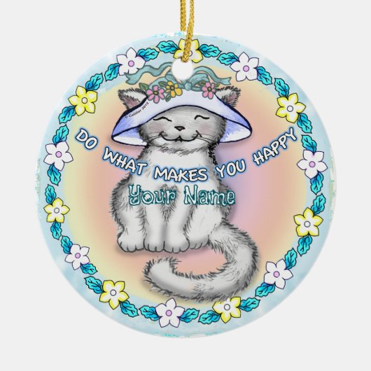 Happy Cat Keramik Ornament (Vorne)