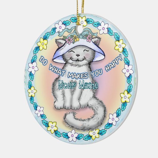 Happy Cat Keramik Ornament (Links)