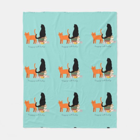 Happy Cat Lady Fleecedecke (Vorderseite)
