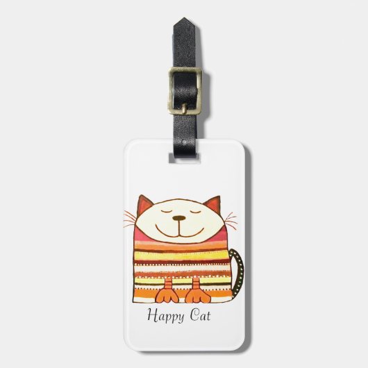 Happy Cat Luggage Tag Gepäckanhänger (Vorderseite vertikal)