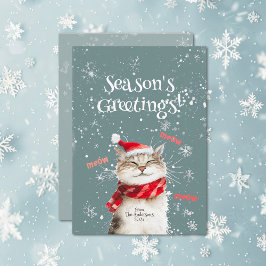 Happy Cat Meow Christmas Flat Holiday Card Feiertagskarte