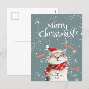 Happy Cat Merry Christmas Postcard Feiertagspostkarte