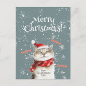 Happy Cat Merry Christmas Postcard Feiertagspostkarte (Vorderseite)