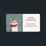 Happy Cat Merry Christmas Return Address Label Adressaufkleber<br><div class="desc">Glückliche Katze genießt die Weihnachtszeit so sehr, Sprichwort "Frohe Weihnachten, Meow". So niedlich und Kirsche für Ihre Rücksendeadressen-Aufkleber für Karten und Geschenke an Ihre Katzenliebhaber Freunde. Dieses Retro-Design ist aus einer Vintagen Aquarellfarbe. Wir Liebe das zufriedene Aussehen und die glücklich gequetschten Augen der säuberenden Kätzchen, und hoffen, dass es Ihnen...</div>