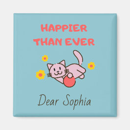 Happy Cat mit Blume Magnet