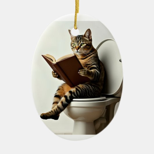 Happy Cat: Niedliches Kitten-Design für Katzen-Lie Keramik Ornament (Vorne)