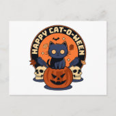 Happy Cat-O-Ween Postkarte (Vorderseite)