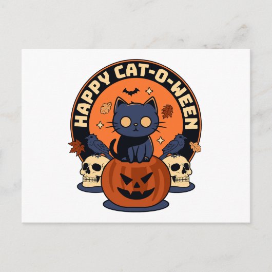Happy Cat-O-Ween Postkarte (Vorderseite)