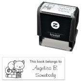 Happy Cat on top of Stack of Books - Buchzeichen Permastempel (Beispiel)