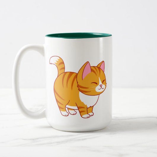 Happy Cat Orange Tabby Zweifarbige Tasse (Links)