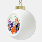 Happy Cat Party Cartoon Funny Cats Keramik Kugel-Ornament (Rechts)