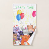 Happy Cat Party Cartoon Zeichnend - Niedliche Funn Badhandtuch Set (Handtuch)