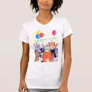 Happy Cat Party Cartoon Zeichnend - Niedliche Funn T-Shirt