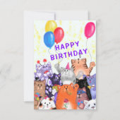 Happy Cat Party Geburtstagkarte (Vorderseite)