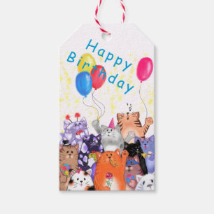 Happy Cat Party Gift Tags - Happy Birthday  Geschenkanhänger