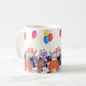 Happy Cat Party Tasse Cartoon (Vorderseite Links)