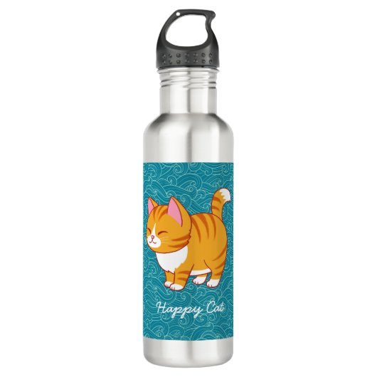 Happy Cat Personalisiert Edelstahlflasche (Vorderseite)