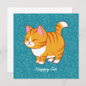 Happy Cat Personalisiert Einladung (Vorne/Hinten)