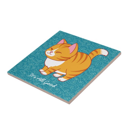 Happy Cat Personalisiert Fliese (Seite)